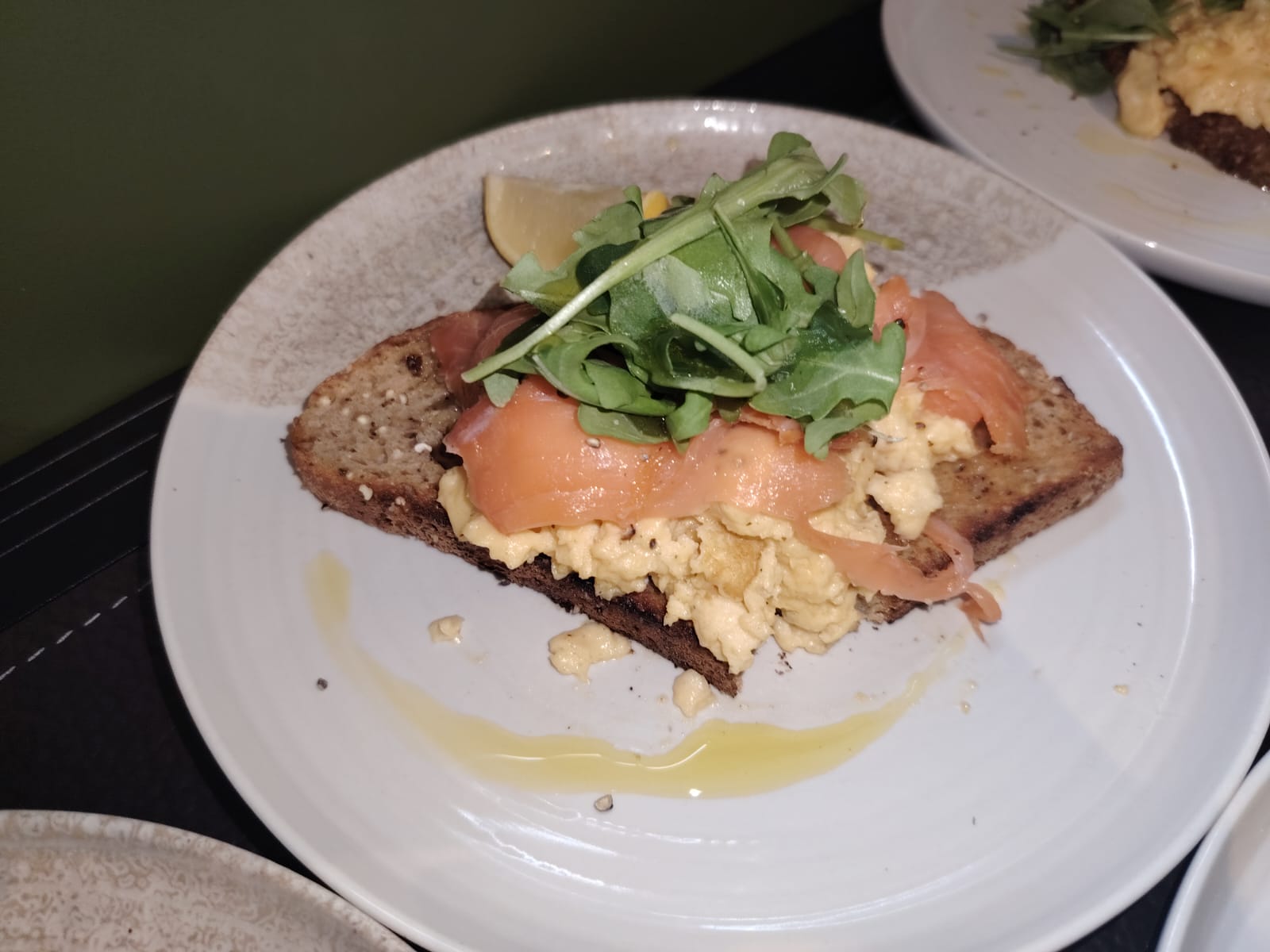 Scrambled eggs and smoked salmon on toast at Cosy Cafe and Kitchen